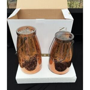 David Monn for Winter Lane Mercury Copper Candle Glass Vases Brand New!